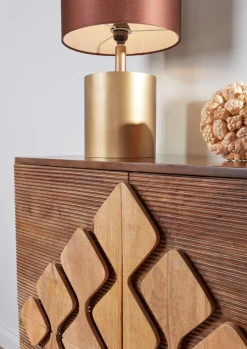 QUARTIER Highboard DIEGO Mango massiv Metall 100 x 80 x 42 cm braun gebeizt/lackiert/natur Schwarz