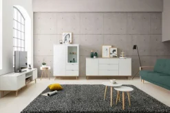 QUARTIER Highboard GÖTEBORG 100 x 140 cm weiß/ braun