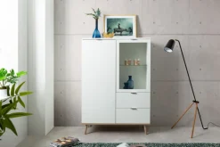 QUARTIER Highboard GÖTEBORG 100 x 140 cm weiß/ braun