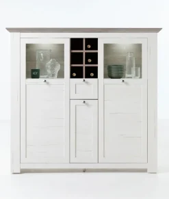 Highboard ISADORA 144 x 134 cm weiß/ braun