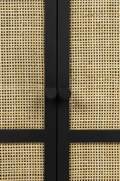 QUARTIER Highboard JOANNA 80 x 100 cm Rattangeflecht/schwarz