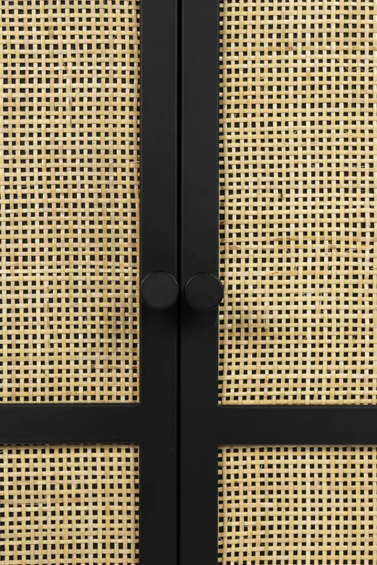 QUARTIER Highboard JOANNA 80 x 100 cm Rattangeflecht/schwarz