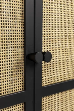 QUARTIER Highboard JOANNA 80 x 100 cm Rattangeflecht/schwarz