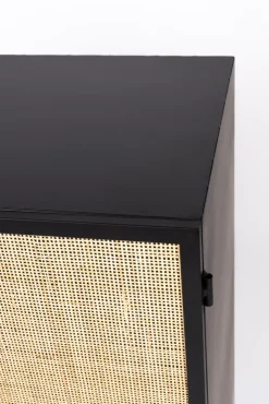 QUARTIER Highboard JOANNA 80 x 100 cm Rattangeflecht/schwarz