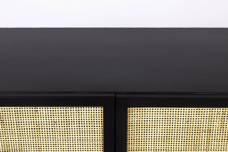 QUARTIER Highboard JOANNA 80 x 100 cm Rattangeflecht/schwarz