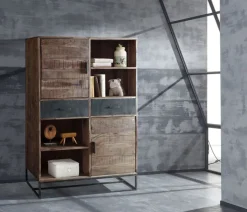 QUARTIER Highboard JOHNSON 165 x 118 x 40 cm Holz Akazie braun/grau