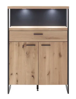Highboard LANTANA 95 cm Balkeneiche Bianco /anthrazit