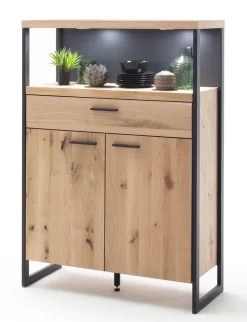 Highboard LANTANA 95 cm Balkeneiche Bianco /anthrazit