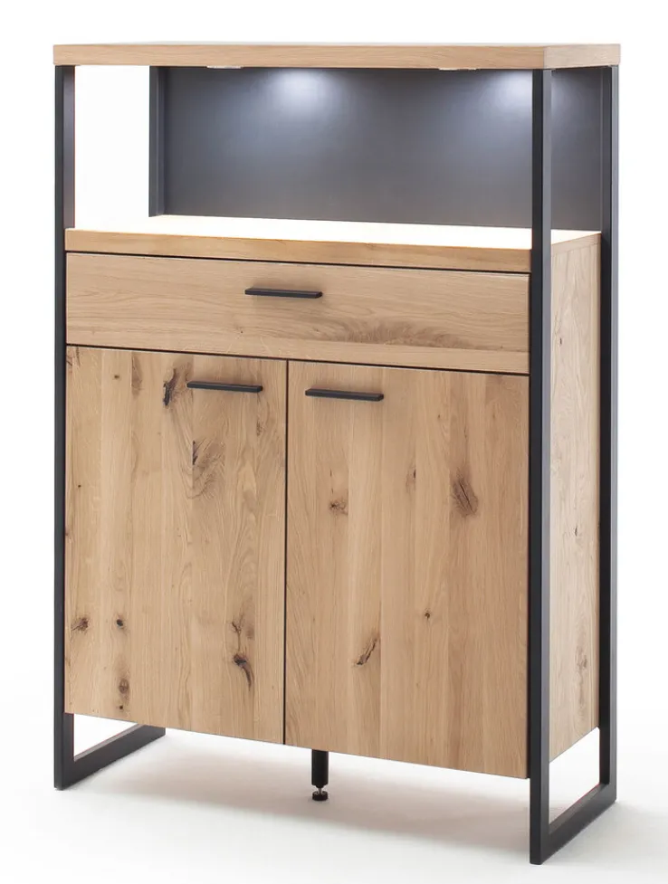 Highboard LANTANA 95 cm Balkeneiche Bianco /anthrazit