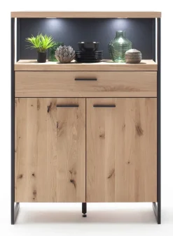 Highboard LANTANA 95 cm Balkeneiche Bianco /anthrazit