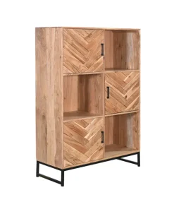 QUARTIER Highboard LUANDA 100 x 140 cm Massivholz Akazie natur/schwarz