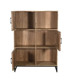 QUARTIER Highboard LUANDA 100 x 140 cm Massivholz Akazie natur/schwarz