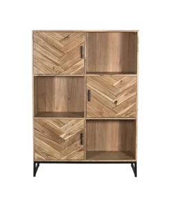 QUARTIER Highboard LUANDA 100 x 140 cm Massivholz Akazie natur/schwarz