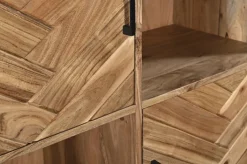 QUARTIER Highboard LUANDA 100 x 140 cm Massivholz Akazie natur/schwarz