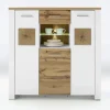 QUARTIER Highboard RAMIRA 122x122 cm Weiß supermatt / Eiche Nachbildung