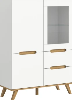 QUARTIER Highboard SCANDI 100x140 cm Weiß Braun Nox Oak Nachbildung