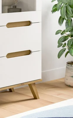 QUARTIER Highboard SCANDI 100x140 cm Weiß Braun Nox Oak Nachbildung