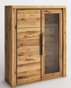 Highboard SELINA 108 x 141 cm Eiche teilmassiv geölt braun