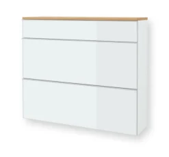 Hängekommode VORTINA 120 x 102 cm Lack weiß/Glas Optiweiß/Abdeckboden Balkeneiche-Dekor