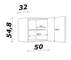 QUARTIER Hängeschrank AVILA Magnolia matt/Lancelot Oak ca.50cm