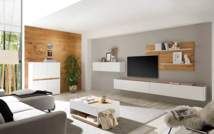 Hängeschrank CITY 150 x 35 cm weiß/braun