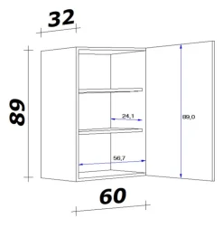 QUARTIER Hängeschrank NANO 60 x 89 cm Buche