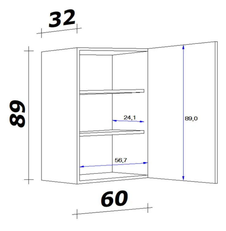 QUARTIER Hängeschrank NANO 60 x 89 cm Buche