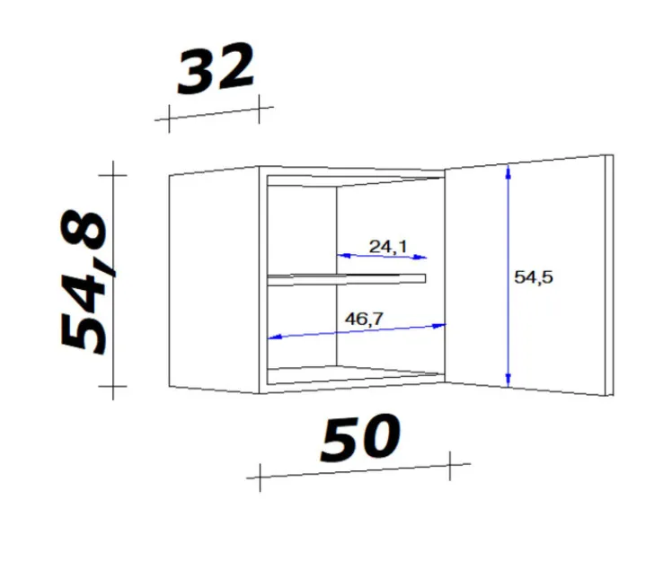 QUARTIER Hängeschrank PETE Grau/Weiß ca. 50 x 54 x 32 cm