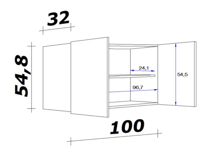 QUARTIER Hängeschrank RALPH San Remo Eiche /grau 100 cm