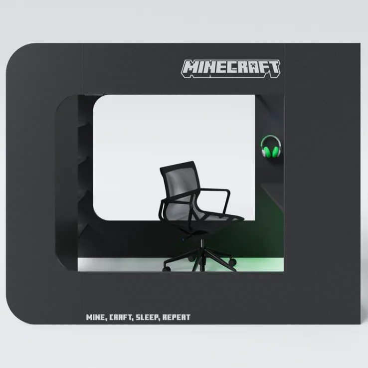Kinder Hochbett MINECRAFT 120 x 200 cm schwarz/ grau