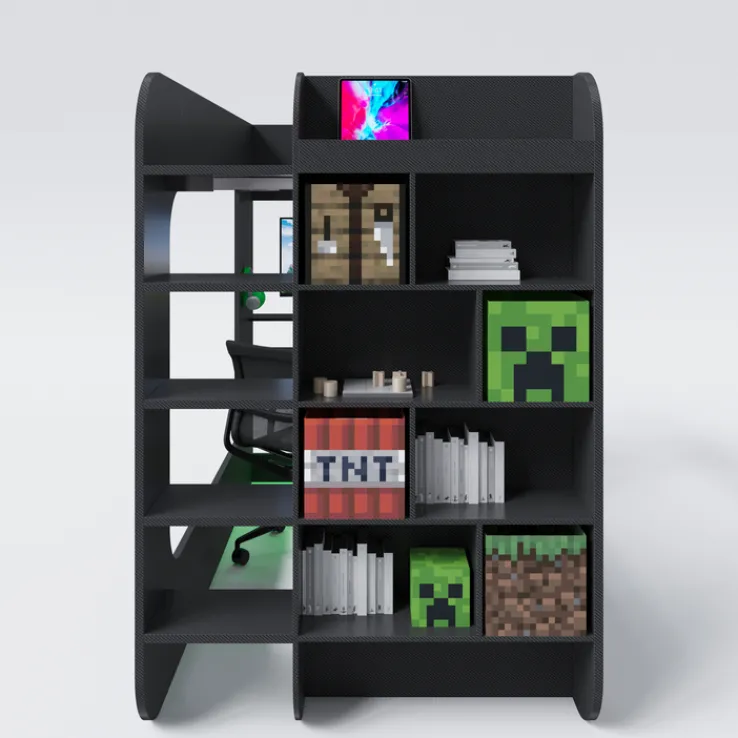 Kinder Hochbett MINECRAFT 120 x 200 cm schwarz/ grau