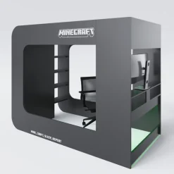 Kinder Hochbett MINECRAFT 120 x 200 cm schwarz/ grau