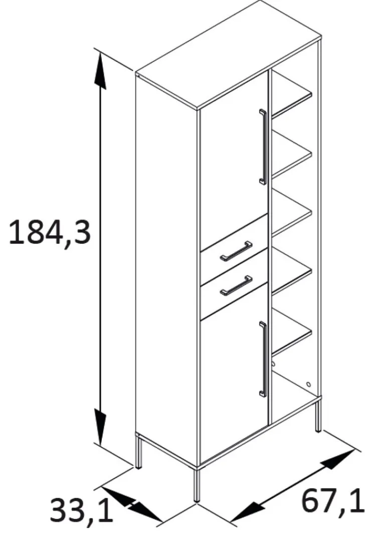Hochschrank 67,1 x 184,3 cm KENT Waldgrün