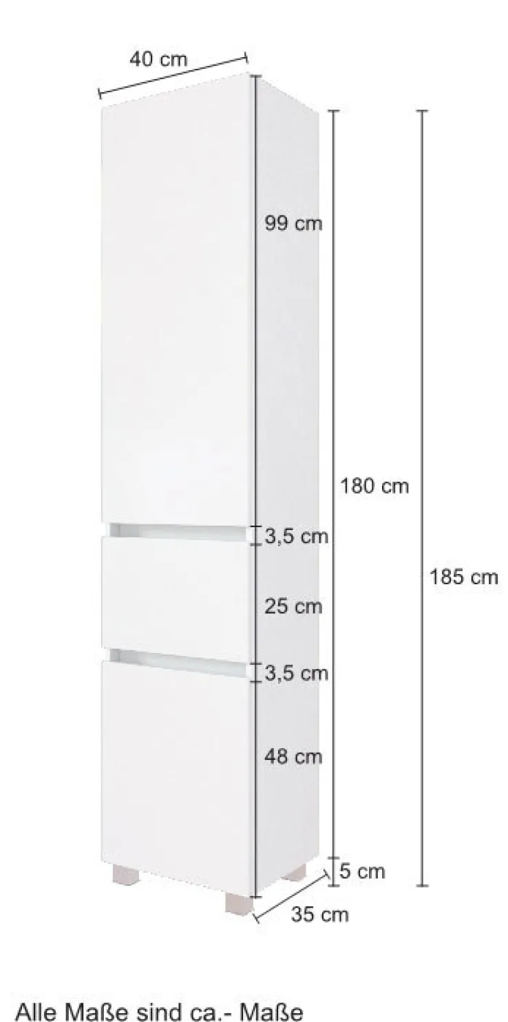 Hochschrank BAABE 40 x 180 cm Weiß matt