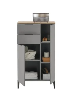 Hochschrank DENVER Grau Matt/Evoke Eiche Nachbildung ca 38cm