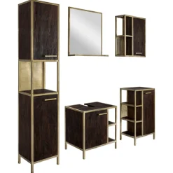 Hochschrank GOLDEN BATH 34,5 x 190 cm Braun/ Goldfarbig