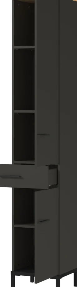 Hochschrank YONKERS 34 x 190 cm Graphit/ Navarra Eiche