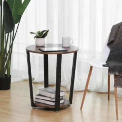 holz4home Beistelltisch 50 x 57 cm Holzdekor Vintagebraun