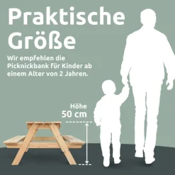 holz4home Kinder Gartentisch mit 2 Bänke PICKNICK 100 cm naturfarbig