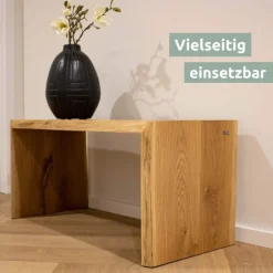 holz4home Massivholzbank 100 x 45 cm Eiche geölt mit Baumkante