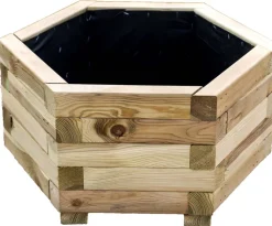 holz4home Pflanzkübel 6-ECK 50 cm Kiefernholz