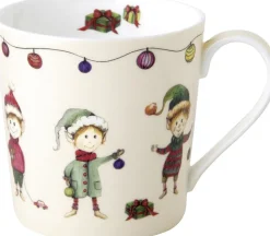 ihr Becher ELVES AT WORK Bone China Keramik 9 x 9 x 9 cm Creme