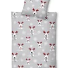 INSPIRATION HOME Biber-Bettwäsche HIRSCHLI 135 x 200 cm silber/rot