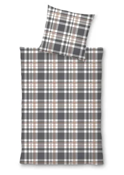 INSPIRATION HOME Flanell-Bettwäsche BENJAMIN 135 x 200 cm anthrazit