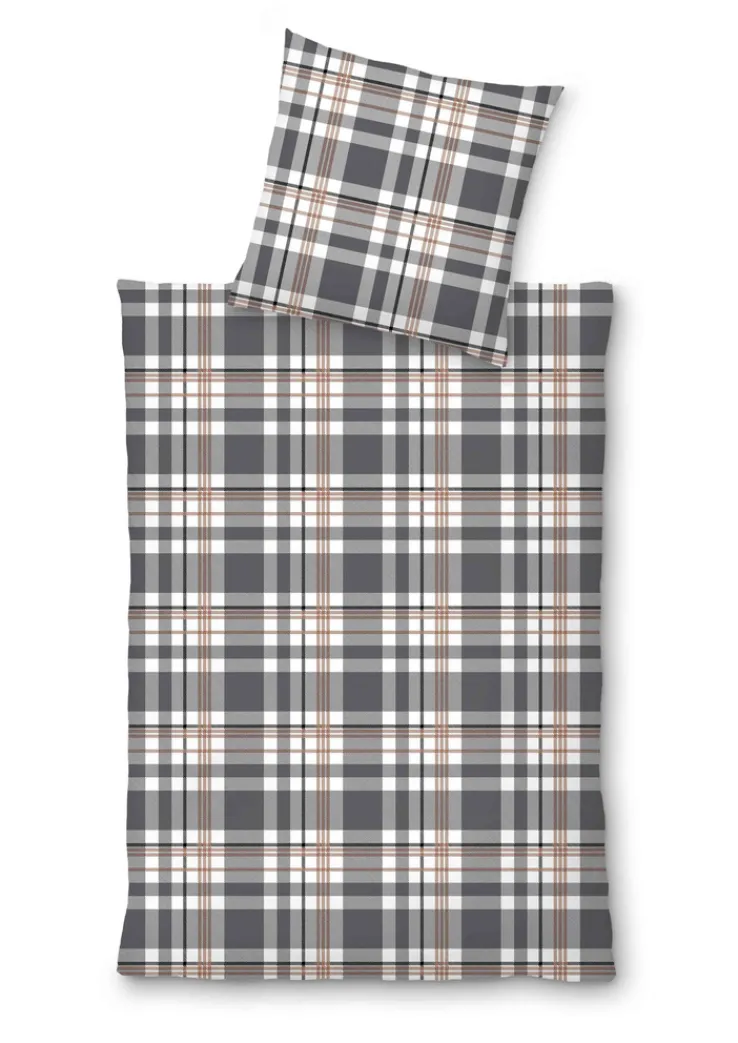 INSPIRATION HOME Flanell-Bettwäsche BENJAMIN 135 x 200 cm anthrazit
