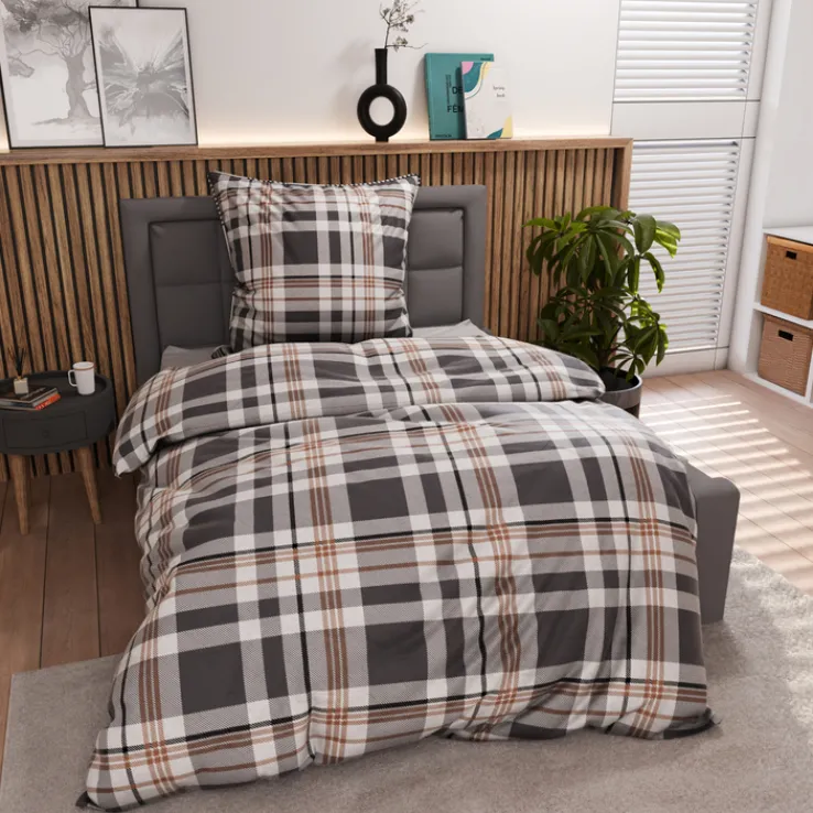INSPIRATION HOME Flanell-Bettwäsche BENJAMIN 135 x 200 cm anthrazit