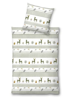 INSPIRATION HOME Flanell-Bettwäsche OSBY 135 x 200 cm silber