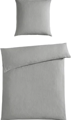 INSPIRATION HOME Musselin-Bettwäsche 155 x 220 cm silberfarbig