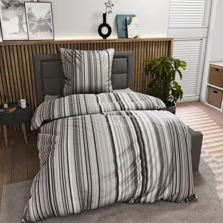 INSPIRATION HOME Satin-Bettwäsche LAURA 135 x 200 cm grau