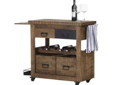 INTERhome Barwagen BARNEY 97 x 85 cm Mango Massivholz/schwarz